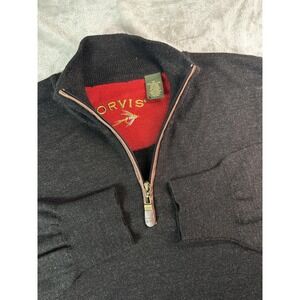 Orvis‎ Sweater Mens XL Gray Wool Quarter 1/4 Zip Mock Neck Knit Pullover